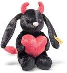 Steiff 081170 - Hoppie Hase Kleiner Teufel mit Herz, sitzend, schwarz/rot, Pl&uuml;sch,