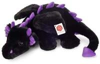 Teddy Hermann 94005 - Drache Logan liegend, schwarz-lila, Pl&uuml;sch, 32 cm