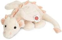 Teddy Hermann 94006 - Drache Fluffy liegend, weis-rosa, Pl&uuml;sch, 32 cm