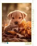 CALVENDO Puzzle Igel und Welpe - Tierischer Herbstzauber 1000 Teile...