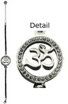 Armband "Om" Leder schwarz, Edelstahl mit Zirkonia