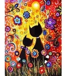 PRACHT Diamond Painting Katzen mit Blumen 30x40cm