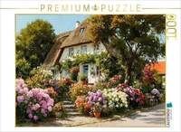 CALVENDO Puzzle Reetdachhaus auf Sylt mit bl&uuml;hendem Garten in Keitum 1000 Teile