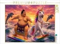 CALVENDO Puzzle Ein Motiv aus dem Kalender Sumoringer und Einhorn - Fantastische