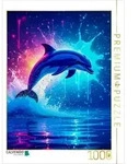 CALVENDO Puzzle Leuchtender Delfin im Neonmeer 1000 Teile Lege-Gr&ouml;&szlig;e 64x48cm
