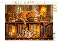 CALVENDO Puzzle Schlafende Katze und M&auml;use beim Abendkr&auml;nzchen als Puzzle und