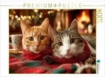 CALVENDO Puzzle Kuschelnde Katzen vor dem Kamin 1000 Teile Lege-Gr&ouml;&szlig;e 64x48cm