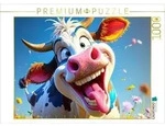 CALVENDO Puzzle Witzig und irre, eine lustige Kuh streckt die Zunge raus 1000...