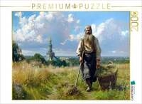 CALVENDO Puzzle Russischer Bauer vor einer Kirche bei der Heumahd 2000 Teile