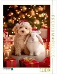 CALVENDO Puzzle Welpe und Kaninchen - Weihnachtsengel 1000 Teile Lege-Gr&ouml;&szlig;e...