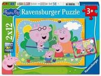 Kinderpuzzle 2x12 Teile - Peppa Wutz - Gl&uuml;ckliche Familie Wutz!