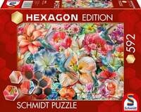 Hexagon Puzzle, Gro&szlig;e Bl&uuml;ten, 592 Teile
