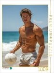 CALVENDO Puzzle Attraktiver Mann mit Sixpack am Strand mit Volleyball in hei&szlig;er Pose