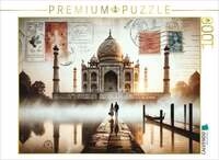 CALVENDO Puzzle Morgend&auml;mmerung am Taj Mahal: Eine KI-kreiertes Portr&auml;t der...
