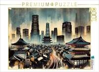 CALVENDO Puzzle Tokios Zeitenfluss: Tradition trifft Moderne in KI-Aquarell 1000