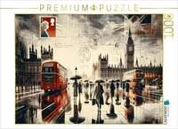 CALVENDO Puzzle Zeitlose Reflexionen: London im Regen durch das Auge der KI 1000