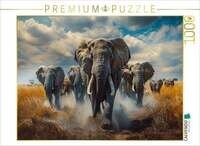 CALVENDO Puzzle Elefantenherde 1000 Teile Lege-Gr&ouml;&szlig;e 64x48cm Foto-Puzzle f&uuml;r