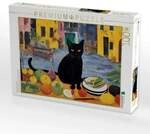 CALVENDO Puzzle Katze sitzt auf Esstisch 1000 Teile Lege-Gr&ouml;&szlig;e 64x48cm...