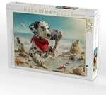 CALVENDO Puzzle Dalmatiner Hund auf Schatzsuche am Strand mit Karte und Kamera...