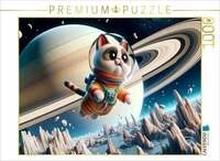 CALVENDO Puzzle Katzenkosmonaut: Tanz durch Saturns Ringe 1000 Teile...