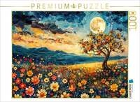 CALVENDO Puzzle Romantische Blumenlandschaften unter n&auml;chtlichem Himmel 1000...