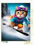 CALVENDO Puzzle Katze beim Outdoorsport - Snowboard fahren 1000 Teile...