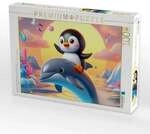 CALVENDO Puzzle Ein Delphin als Fortbewegungsmittel f&uuml;r einen kleinen Pinguin...