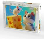 CALVENDO Puzzle Katz und Maus teilen sich ein gro&szlig;z&uuml;giges St&uuml;ck K&auml;se, ein