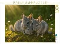 CALVENDO Puzzle Kuschelstunde - drei Chinchillas 1000 Teile Lege-Gr&ouml;&szlig;e 64x48cm