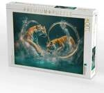 CALVENDO Puzzle Tiger springen durch Ringe. 1000 Teile Lege-Gr&ouml;&szlig;e 64x48cm