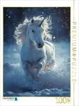 CALVENDO Puzzle Winterspuren: Ein wei&szlig;es Einhorn im blauen Schneetanz 1000...