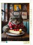 CALVENDO Puzzle Caf&eacute;-Katze mit Brille und Kuchen - witziges Katzenbild im
