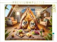 CALVENDO Puzzle Camping-Abenteuer zu Hause: Die Couch-Potatoes und ihr Zelt 1000