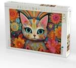 CALVENDO Puzzle Katze Im Stil von Frieda Kahlo II 1000 Teile Lege-Gr&ouml;&szlig;e...