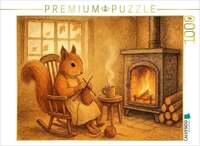 CALVENDO Puzzle Kamintr&auml;ume - Das strickende Eichh&ouml;rnchen 1000 Teile...