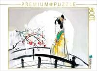 CALVENDO Puzzle Geisha auf der Br&uuml;cke. Tuschemalerei 1000 Teile Lege-Gr&ouml;&szlig;e...