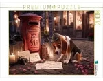 CALVENDO Puzzle Detektivhund auf Spurensuche vor rotem Briefkasten 1000 Teile