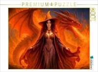 CALVENDO Puzzle Feuerhexe mit Drache 1000 Teile Lege-Gr&ouml;&szlig;e 64x48cm...