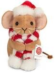 Teddy Hermann 94604 - Weihnachtsmaus mit Schal, Pl&uuml;sch, 11 cm