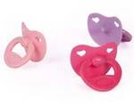 Puppenschnuller-Set 3teilig verschiedene Farben pink/rosa/lila