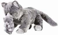 Pl&uuml;sch Misanimo Katzenmama mit Baby grau 30cm
