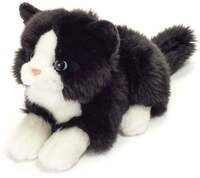 Teddy Hermann 90689 - Katze liegend, 20 cm, schwarz/wei&szlig;, Pl&uuml;schtier