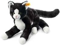 Steiff 099366 - Mimmi Schlenker-Katze, liegend, schwarz/wei&szlig;, Webpelz, 30 cm