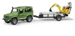 Bruder Profi-Serie Land Rover Defender, Einachsanhänger, JCB Mikrobagger und Bruder Profi-Serie Land Rover Defender, Einachsanhänger, JCB Mikrobagger und