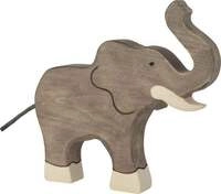 Holztiger Elefant, R&uuml;ssel hoch, Holz