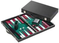 Backgammon gr&uuml;n, medium, Kunstleder