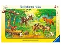 Rahmenpuzzle Ravensburger Tierkinder des Waldes 15 Teile