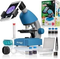 Bresser Junior 12869 - Kinder-Mikroskop (blau) mit 40-640x Vergr&ouml;&szlig;erung mit LED,