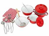 Small foot 8964 - Kochgeschirr-Set rot für Kinderküche, Metall, 11-teilig