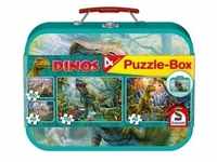 Schmidt Spiele - Dinos, Puzzle-Box, 2x60, 2x100 Teile im Metallkoffer